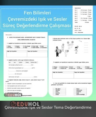 3.Snf Fen B. Çevremizdeki Işık ve Sesler Tema Değerlendirme
