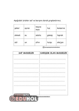 4.Snf Fen Bilimleri Saf mı Karışım mı? Etkinliği