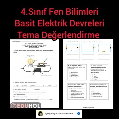 4.Snf Fen Bilimleri Basit Elektrik Devreleri Tema Değerlendirme