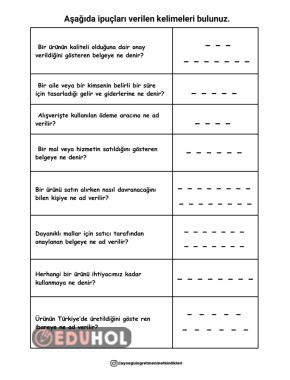 4.Snf Fen Bilinçli Tüketici Bulmaca