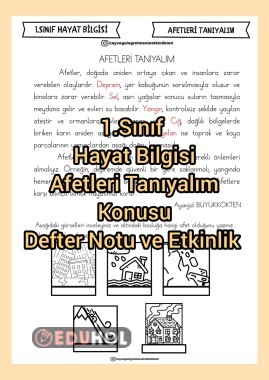 Afetleri Tanıyalım Defter Notu Etkinlik
