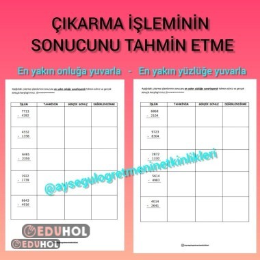Çıkarma İşleminin Sonucunu Tahmin Etme