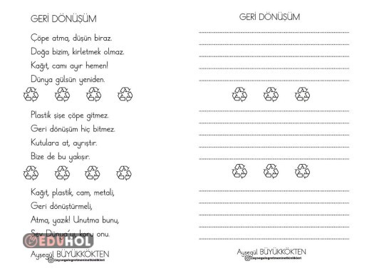 Geri Dönüşüm Şiir Oku-Yaz