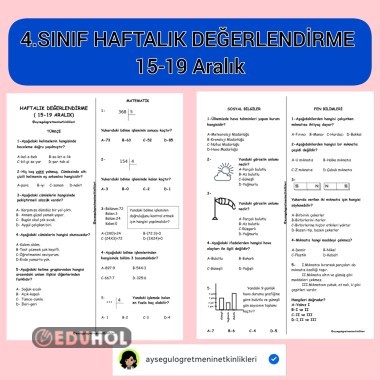 Haftalık Değerlendirme 15-19 Aralık