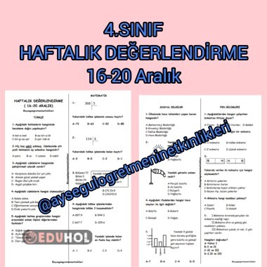 Haftalık Değerlendirme(16-20 Aralık)
