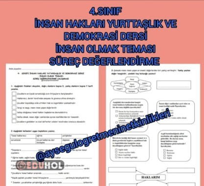 İnsan Hakları 1.Tema Süreç Değerlendirme