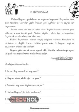 Kurban Bayramı Okuma Anlama