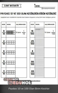 Paydası 10 ve 100 Olan Birim Kesirler