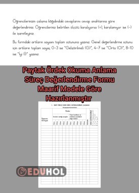 Süreç Değerlendirme Formu(Paytak Ördek Okuma Anlama)