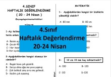 4.Snf Haftalık Değerlendirme 20-24 Nisan