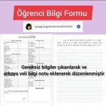 Öğrenci Bilgi Formu e-okul / veli bilgi notu