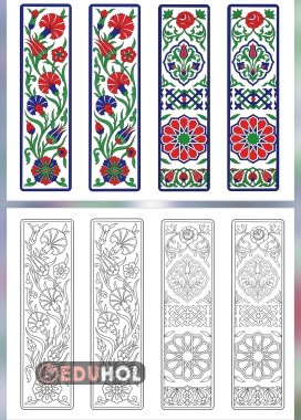 Çini Desenli Kitap Ayracı Boyama