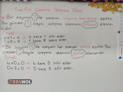 1 ve 0'ın çarpma işlemine etkisi ders notu