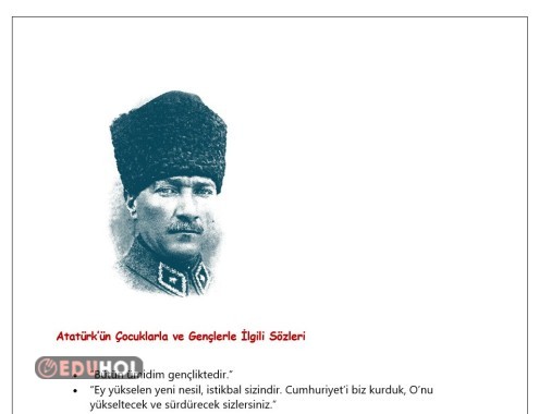 Atatürk'ün çocuklarla ve gençlerle ilgili sözleri