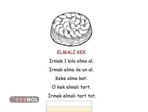 Elmalı kek oku-yaz- boya