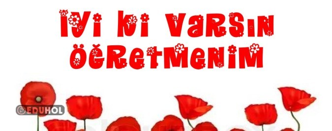 İyi ki varsın öğretmenim çiçekli yazı