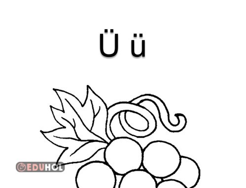 Ü sesi üzüm boyama sayfası