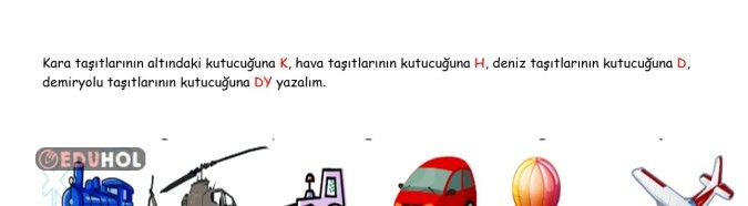 Ulaşım araçları çalışma sayfası - etkinlik