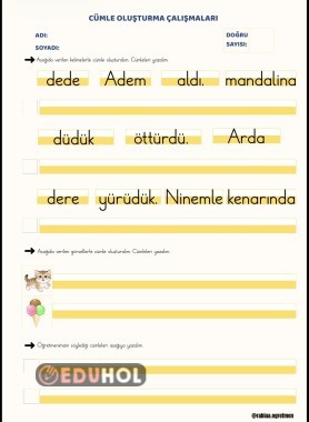 D SESİ CÜMLE OLUŞTURMA ÇALIŞMASI