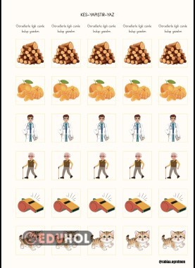 D SESİ KES-YAPIŞTIR-CÜMLE YAZ ÇALIŞMASI