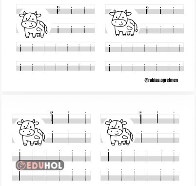 İnteraktif Defter Etkinlikleri- i harfi (siyah-beyaz)