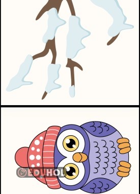 Karne Panosu Karlı Ağaç Dalı ve Baykuşlar