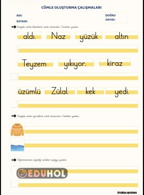 Z SESİ CÜMLE OLUŞTURMA ÇALIŞMASI