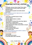 1.sınıf ihtiyaç listesi