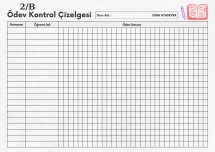 20 kişilik ödev kontrol çizelgesi