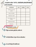 Ara tatil ödevi değerlendirme kağıdı