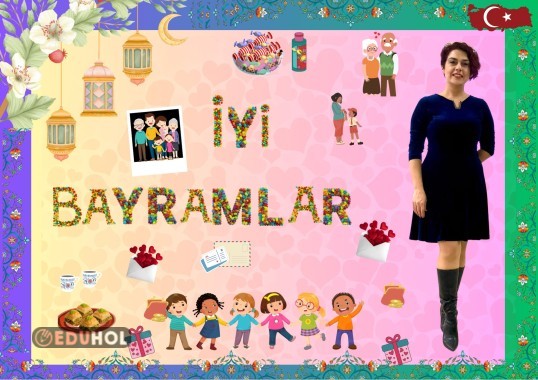 Ramazan Bayramı fotoğraf kolajları için tatlı -bol renkli bir fon