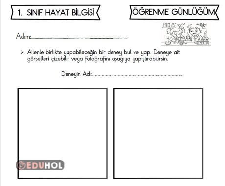 1. SINIF HAYAT BİLGİSİ BİLİMİN PEŞİNDEYİZ DENEY GÜNLÜĞÜ
