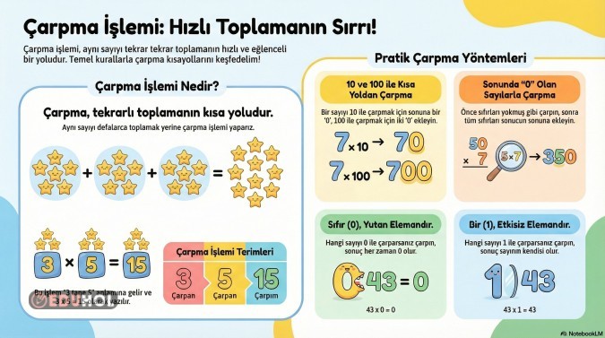 Çarpma İşlemi İçin Ders İşleyiş Notu 13sf