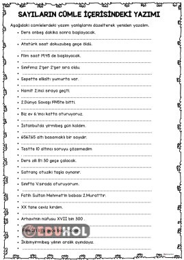 Cümle içinde sayıların yazımı