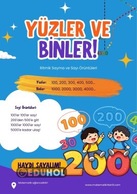 4.SINIF MATEMATİK DERSİ İÇİN YÜZER BİNER RİTMİK SAYMA VE SAYI ÖRÜNTÜLERİ ÖZET