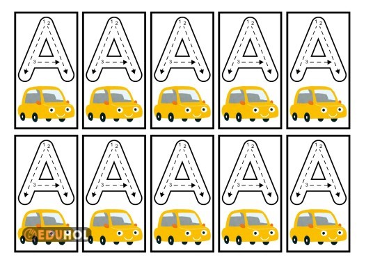 1. Sınıf deftere yapıştırmak için hazırladığım harf kartlari