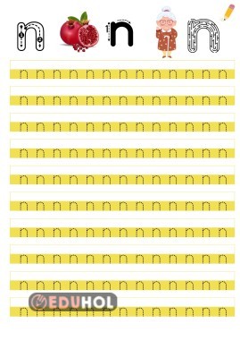 n harfi, 1 ve 2 yazma çalışmaları