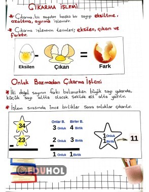 Çıkarma işlemi defter notu