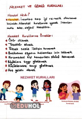 Nezaket ve görgü kuralı defter notu