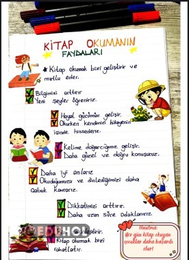 Türkçe “Kitap Okumanın Faydaları” defter notu