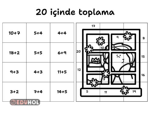 20 içinde toplama kış temalı yapboz