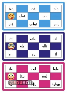 1. Sınıf a,n,e,t,i,l tombala oyunu