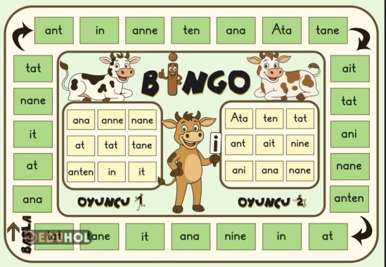 1. Sınıf bingo i sesi okuma oyunu