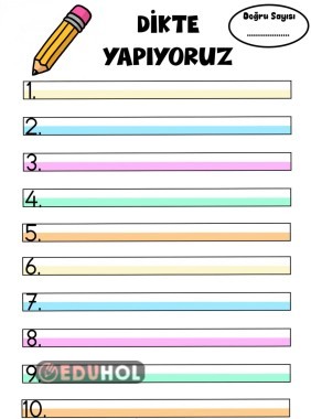 1. Sınıf dikte kontrol sayfası