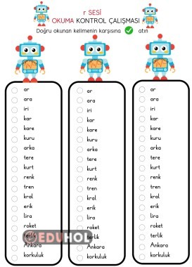 1. Sınıf Rr sesi okuma çalışması