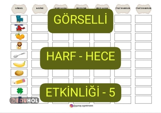 1. Sınıf Görselli Harf-Hece Etkinliği-5