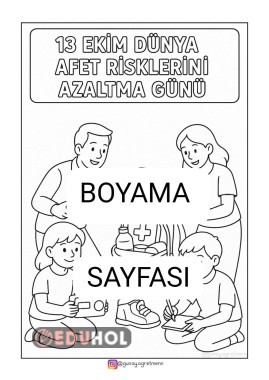 13 EKİM Afet Riskleri Azaltma Günü BOYAMA SAYFASI
