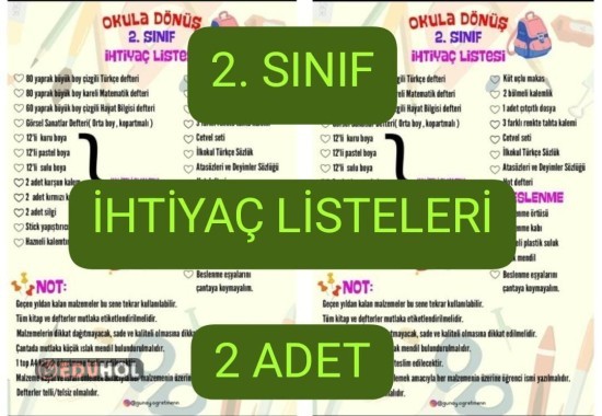 2. Sınıf İhtiyaç Listeleri(2adet)