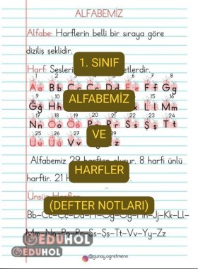 Alfabemiz ve Harfler(Defter Notları ve Deftere YAPIŞTIRMALIK Görseller)