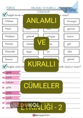 Anlamlı-Kurallı Cümleler Etkinliği-2